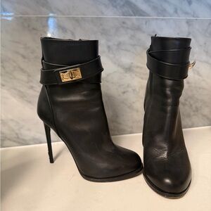 Givenchy Black Heeled Boots with Gold Accent